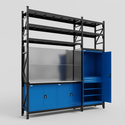 M21 Modular Work Bench with Shelves - H3100mm x W2880mm