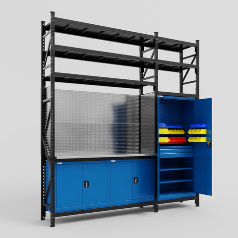 M21 Modular Work Bench with Shelves - H3100mm x W2880mm