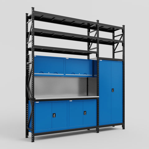 M21 Modular Work Bench with Shelves - H3100mm x W2880mm