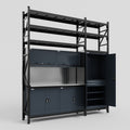 M21 Modular Work Bench with Shelves - H3100mm x W2880mm | Stainless WBT | Dark Grey