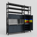 M21 Modular Work Bench with Shelves - H3100mm x W2880mm | Stainless WBT | Dark Grey