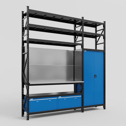 M21 Modular Work Bench with Shelves - H3100mm x W2880mm