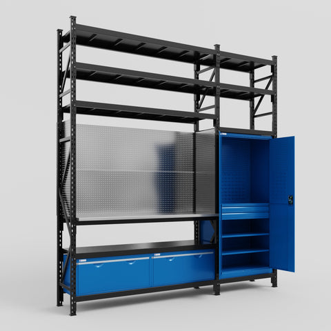 M21 Modular Work Bench with Shelves - H3100mm x W2880mm