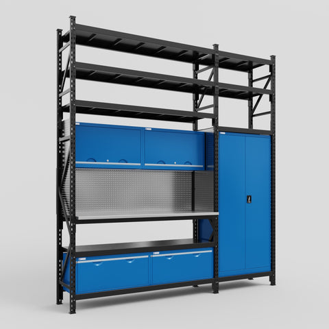 M21 Modular Work Bench with Shelves - H3100mm x W2880mm