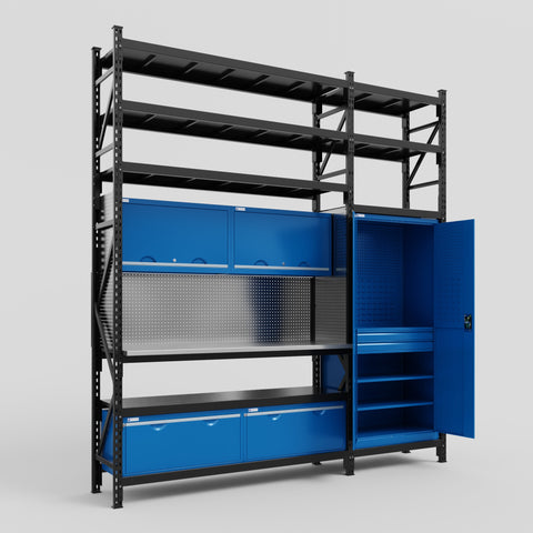 M21 Modular Work Bench with Shelves - H3100mm x W2880mm