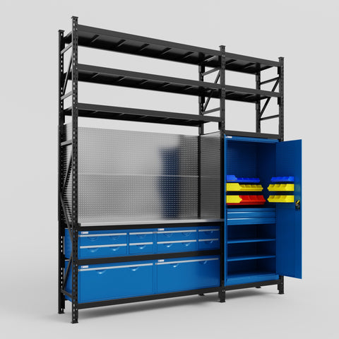 M21 Modular Work Bench with Shelves - H3100mm x W2880mm