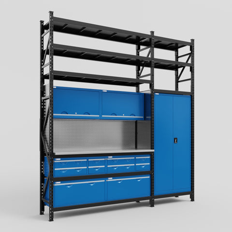M21 Modular Work Bench with Shelves - H3100mm x W2880mm