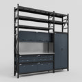 M21 Modular Work Bench with Shelves - H3100mm x W2880mm | Laminate WBT | Dark Grey