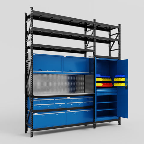 M21 Modular Work Bench with Shelves - H3100mm x W2880mm