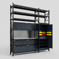 M21 Modular Work Bench with Shelves - H3100mm x W2880mm | Stainless WBT | Dark Grey
