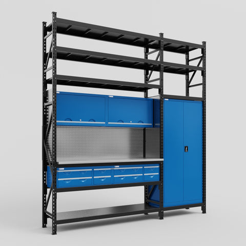 M21 Modular Work Bench with Shelves - H3100mm x W2880mm