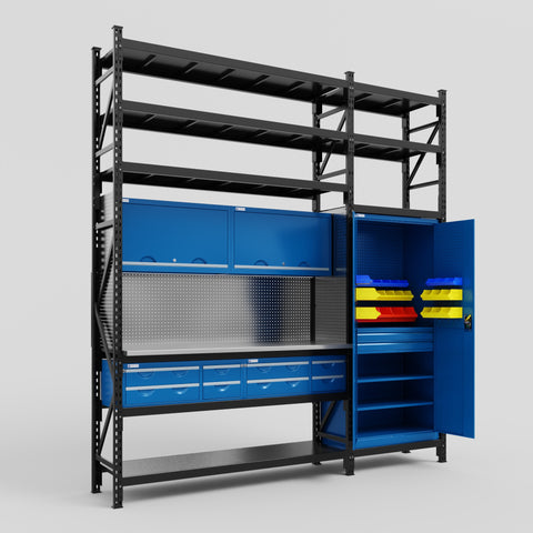 M21 Modular Work Bench with Shelves - H3100mm x W2880mm