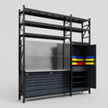 M21 Modular Work Bench with Shelves - H3100mm x W2880mm | Stainless WBT | Dark Grey