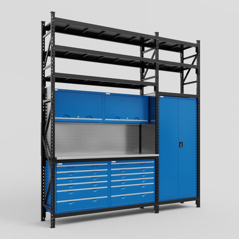M21 Modular Work Bench with Shelves - H3100mm x W2880mm