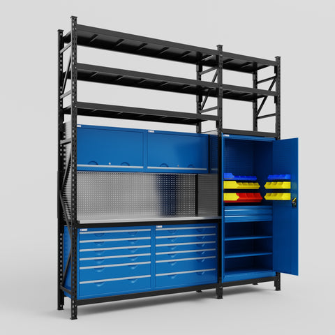 M21 Modular Work Bench with Shelves - H3100mm x W2880mm