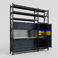 M21 Modular Work Bench with Shelves - H3100mm x W2880mm | Stainless WBT | Dark Grey