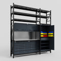 M21 Modular Work Bench with Shelves - H3100mm x W2880mm | Stainless WBT | Dark Grey