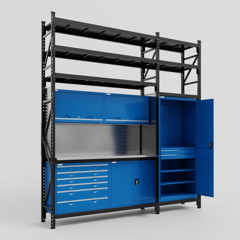 M21-3S Modular Work Bench with Shelves - H3100mm x W2880mm