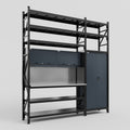 M21 Modular Work Bench with Shelves - H3100mm x W2880mm | Stainless WBT | Dark Grey