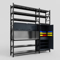 M21 Modular Work Bench with Shelves - H3100mm x W2880mm | Stainless WBT | Dark Grey
