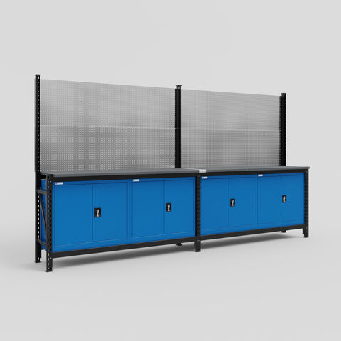 M22 Modular Work Bench - H2100mm x W3780mm | Laminate WBT | Blue