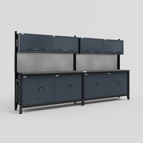 M22 Modular Work Bench - H2100mm x W3780mm | Laminate WBT | Dark Grey