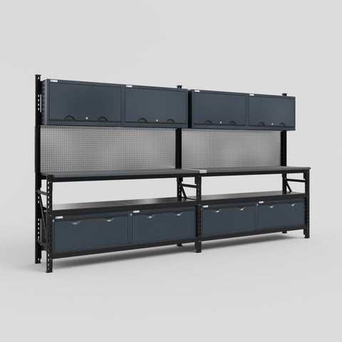 M22 Modular Work Bench - H2100mm x W3780mm | Laminate WBT | Dark Grey