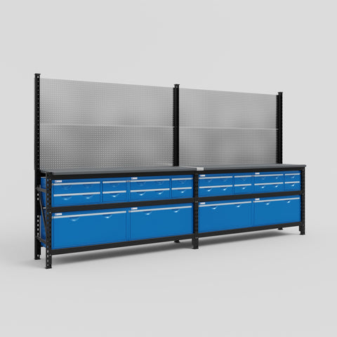 M22 Modular Work Bench - H2100mm x W3780mm | Laminate WBT | Blue