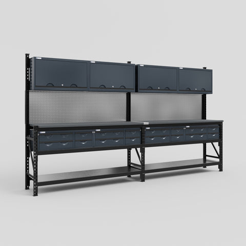 M22 Modular Work Bench - H2100mm x W3780mm | Laminate WBT | Dark Grey