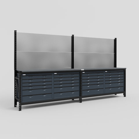 M22 Modular Work Bench - H2100mm x W3780mm | Laminate WBT | Dark Grey