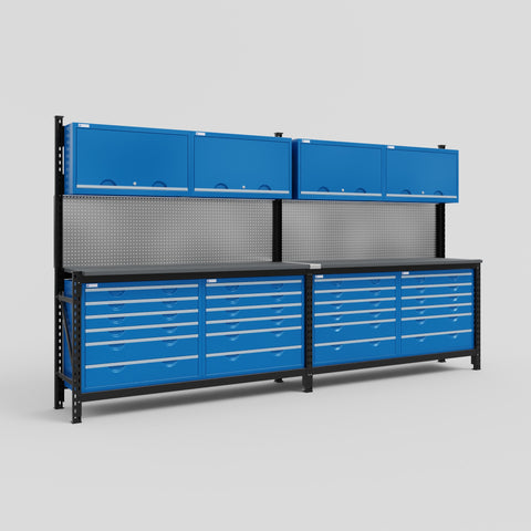 M22 Modular Work Bench - H2100mm x W3780mm | Laminate WBT | Blue