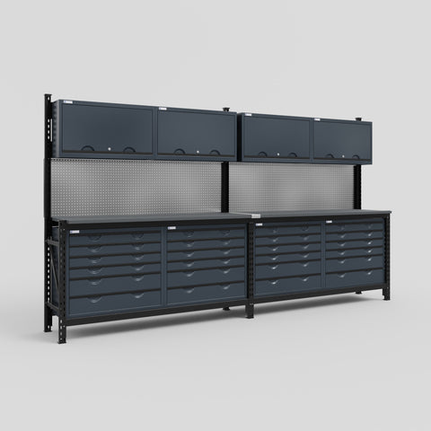 M22 Modular Work Bench - H2100mm x W3780mm | Laminate WBT | Dark Grey