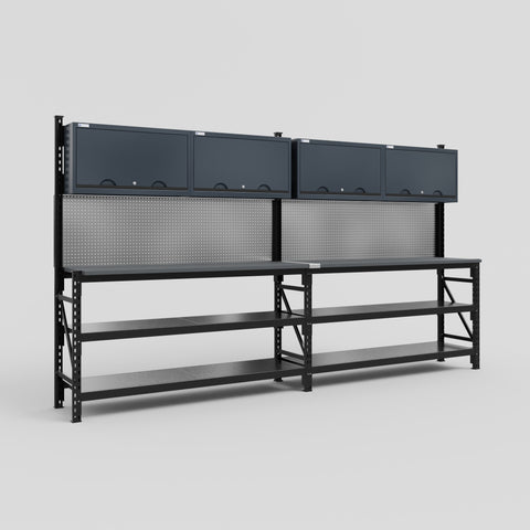 M22 Modular Work Bench - H2100mm x W3780mm | Laminate WBT | Dark Grey