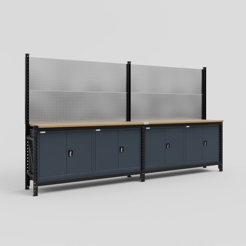 M22 Modular Work Bench - H2100mm x W3780mm | MDF WBT | Dark Grey