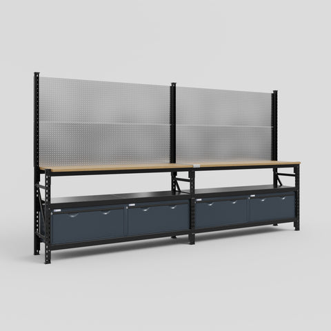 M22 Modular Work Bench - H2100mm x W3780mm | MDF WBT | Dark Grey