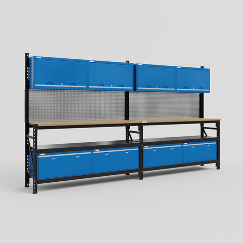 M22 Modular Work Bench - H2100mm x W3780mm | MDF WBT | Blue
