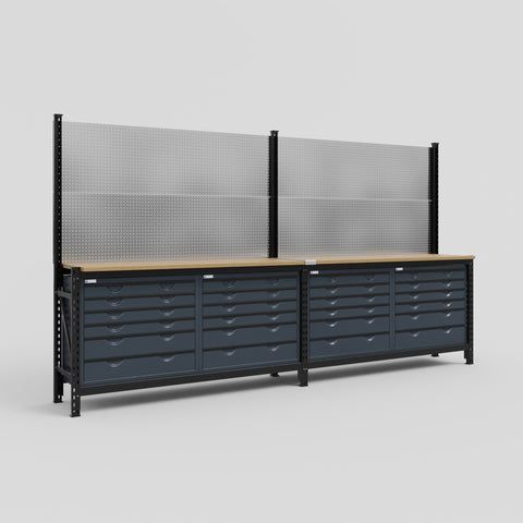 M22 Modular Work Bench - H2100mm x W3780mm | MDF WBT | Dark Grey