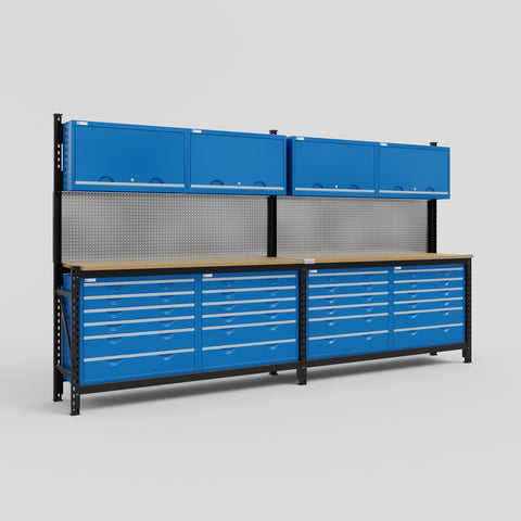 M22 Modular Work Bench - H2100mm x W3780mm | MDF WBT | Blue
