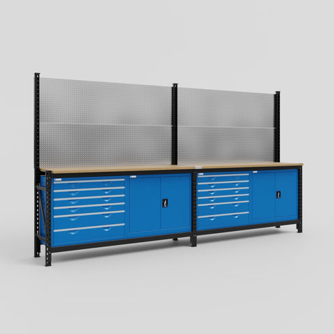 M22-2 Modular Work Bench - H2100mm x W3780mm | MDF WBT | Blue