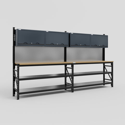 M22 Modular Work Bench - H2100mm x W3780mm | MDF WBT | Dark Grey