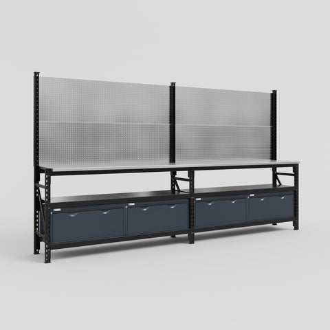 M22 Modular Work Bench - H2100mm x W3780mm | Stainless WBT | Dark Grey