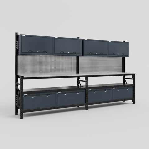 M22 Modular Work Bench - H2100mm x W3780mm | Stainless WBT | Dark Grey
