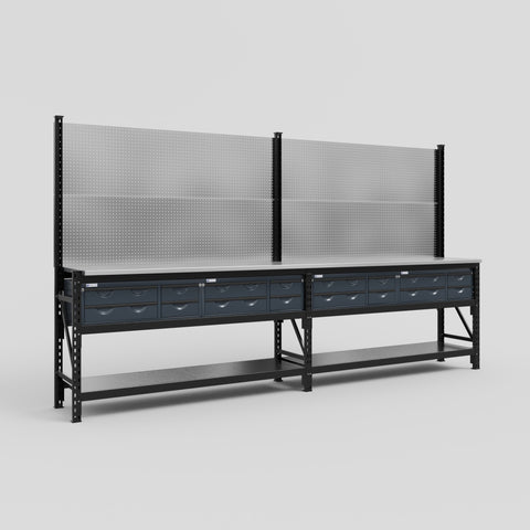 M22 Modular Work Bench - H2100mm x W3780mm | Stainless WBT | Dark Grey
