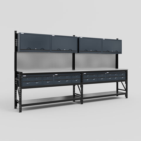 M22 Modular Work Bench - H2100mm x W3780mm | Stainless WBT | Dark Grey
