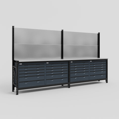 M22 Modular Work Bench - H2100mm x W3780mm | Stainless WBT | Dark Grey