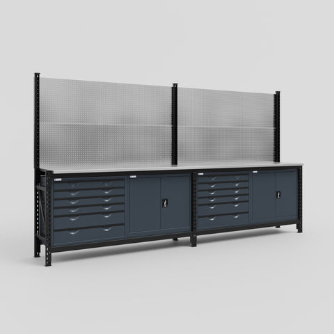 M22-2 Modular Work Bench - H2100mm x W3780mm | Stainless WBT | Dark Grey