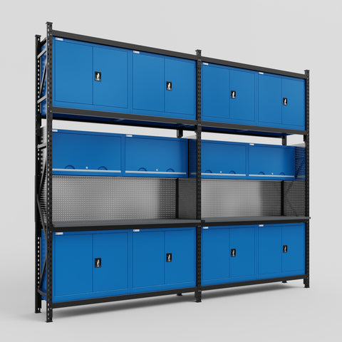 M22 Modular Work Bench - H3100mm x W3780mm | Laminate WBT | Blue