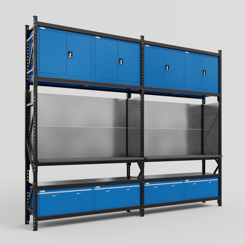 M22 Modular Work Bench - H3100mm x W3780mm | Laminate WBT | Blue