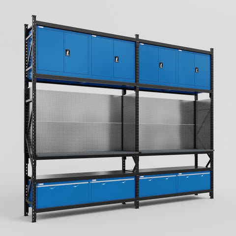 M22 Modular Work Bench - H3100mm x W3780mm | Laminate WBT | Blue