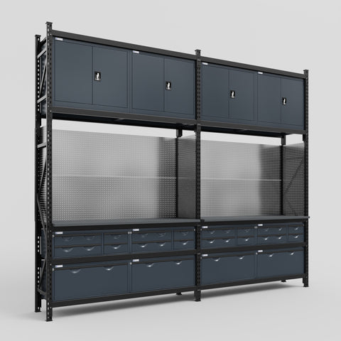 M22 Modular Work Bench - H3100mm x W3780mm | Laminate WBT | Dark Grey